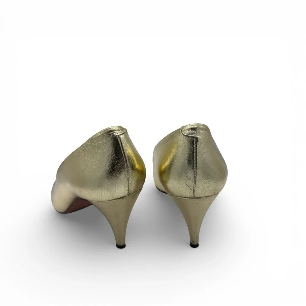 Vintage 80s metallic gold pumps by‎ Italian designer Julianelli 7